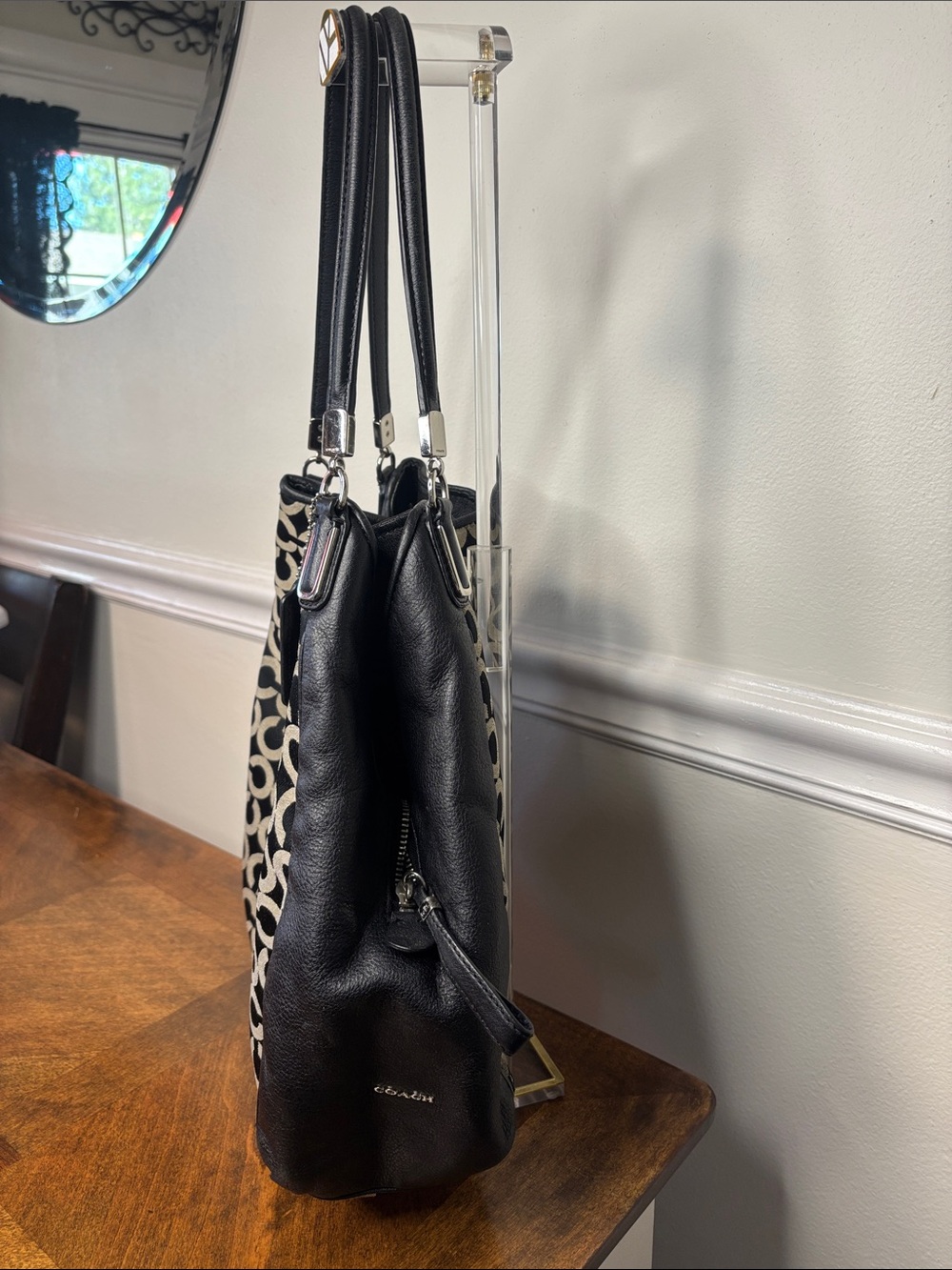 π₯COACH Phoebe Signature Op Art Shoulder Bag with Leather Trim - Picture 5 of 16